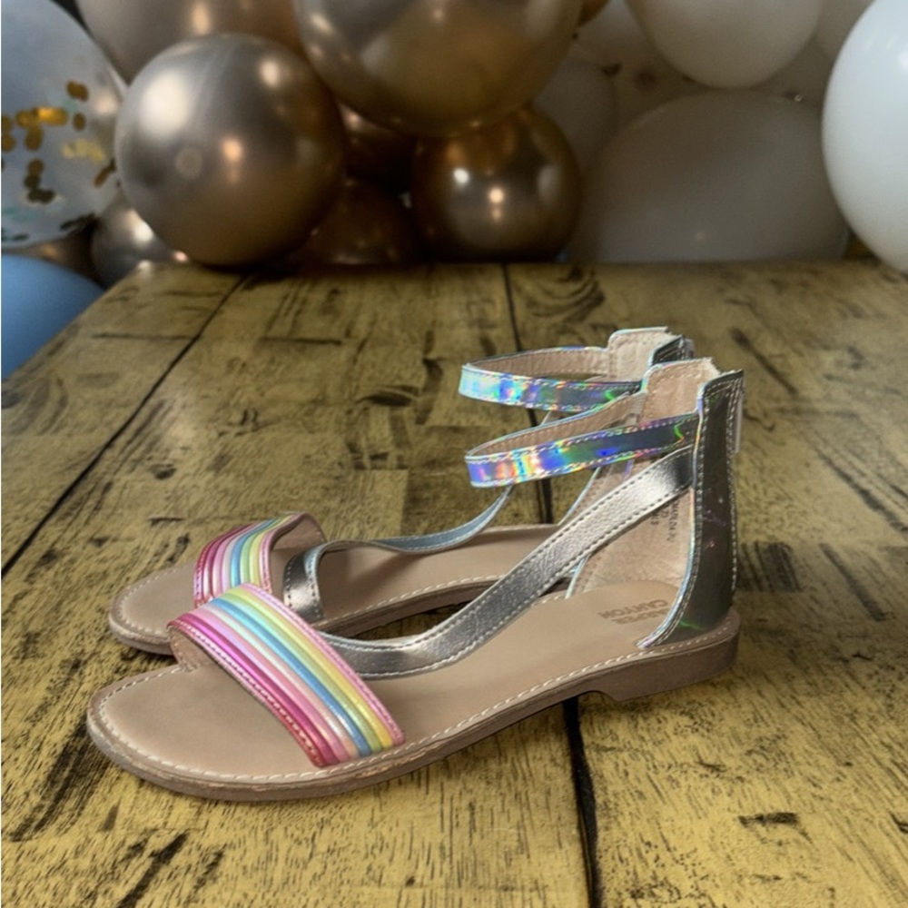 Harper Silver Sandals with Rainbow Front Straps
